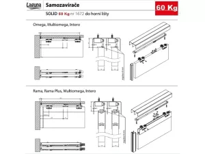 LAGUNA Tlumič dovírání Solid 1672 do 60kg/1kř pro horní vedení univerzální, SOLID