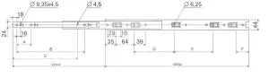 Plnovýsuv kuličkový LEVEL SLIDE 250-800 mm - nosnost 40 kg Hettich