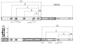 Plnovýsuv kuličkový LEVEL SLIDE 300-700 mm H45 s tlumením - nosnost 45 kg Hettich