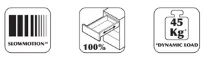 Plnovýsuv kuličkový LEVEL SLIDE 300-700 mm H45 s tlumením - nosnost 45 kg Hettich
