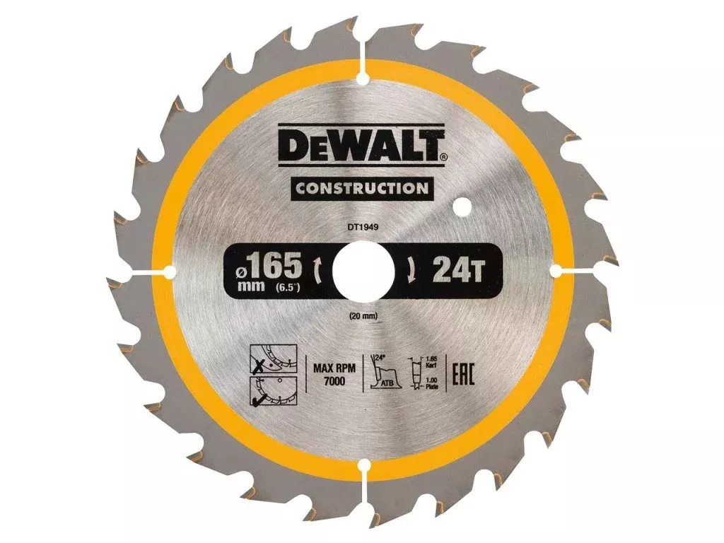 Kotouč pilový 165x20TK 16z ABT-20° pro AKU ruční pily DEWALT