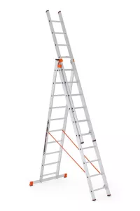 Žebřík trojdílný univerzální PREMIUM se stupadly | 3 x 8 počet příček, 3 x 9 počet příček , 3 x 10 počet příček