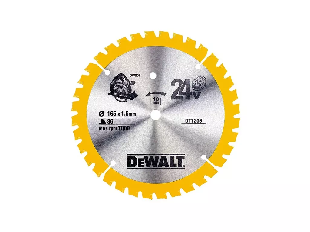 Kotouč pilový 165x20 24z ABT+18° pro AKU pily DEWALT