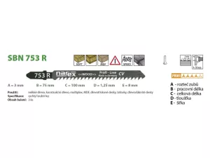 List pilový SBN 753 R 100/1,25mm 3ks rychlý hrubší řez Narex