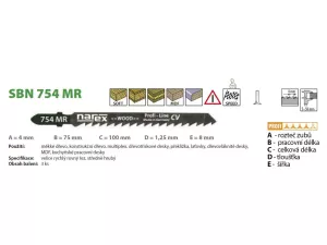 List pilový SBN 754 MR 100/1,25mm 3ks velice rychlý rovný řez středně hrubý Narex