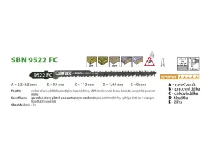 List pilový SBN 9522 FC 115/1,45mm 3ks oboustranný,rychlý a čistý řez pro extrémní křivky Narex