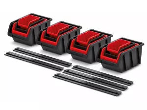 Sada boxů SETTRUCK s lištou na zeď 580x230x130 (16 boxů+5 lišt) Prosperplast
