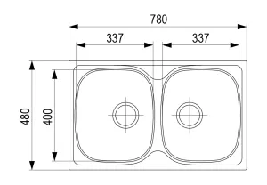 StrongSinks S1 Dřez Welland 780x480mm, dvojitý, horní montáž, leštěná nerez StrongSinks S1 Dřez Welland 780x480mm, dvojitý, horní montáž, leštěná nerez