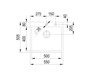 StrongSinks S3 Dřez Duna 550 550x505mm s excentrem nerez