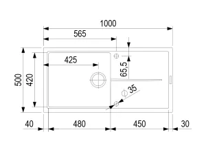 StrongSinks S3 Dřez granit Labe 1000 1000x500mm s odkapem šedá Strong