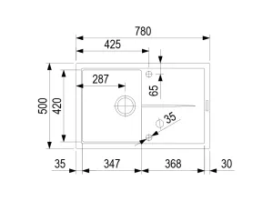 StrongSinks S3 Dřez granit Labe 780 780x500mm s odkapem bílá Strong