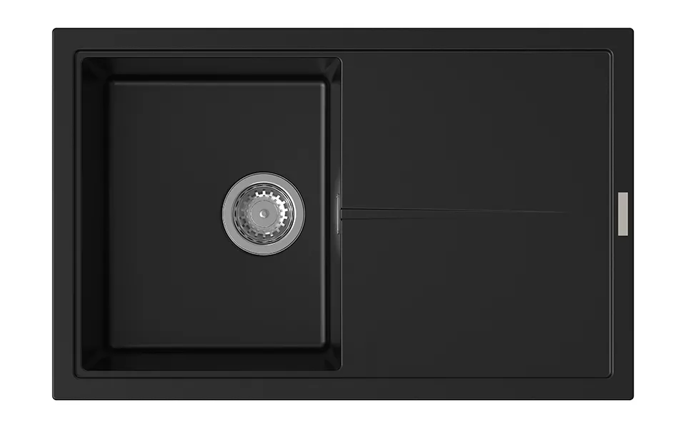 StrongSinks S3 Dřez granit Labe 780 780x500mm s odkapem černá