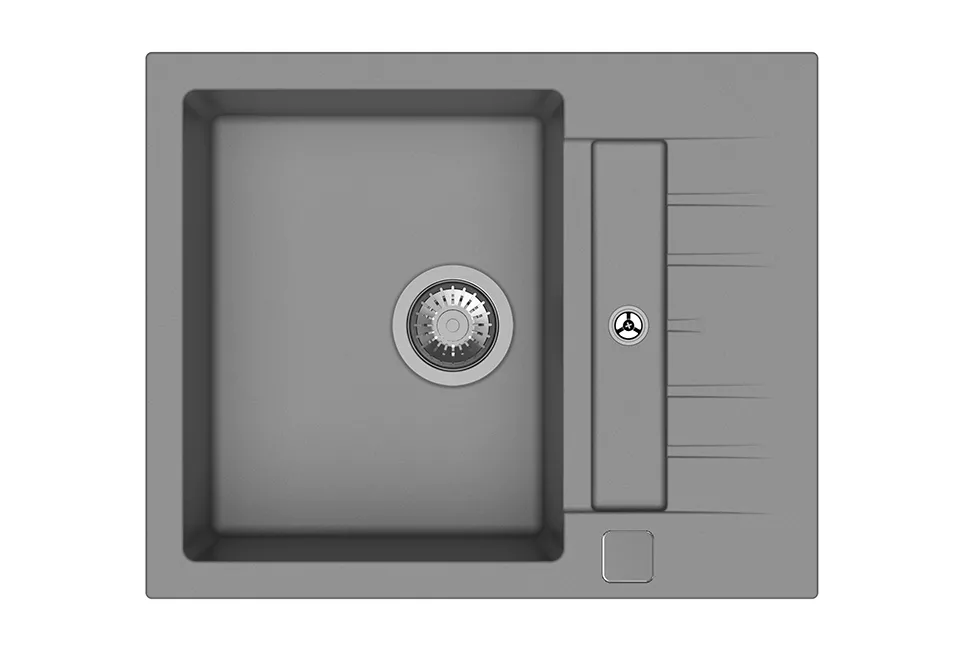 StrongSinks S3 Dřez granit Vardar 615 615x500mm s odkapem a vaničkou šedá Strong