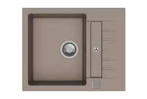 StrongSinks S3 Dřez granit Vardar 615 615x500mm s odkapem a vaničkou béžová
