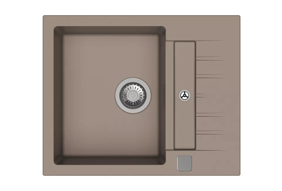 StrongSinks S3 Dřez granit Vardar 615 615x500mm s odkapem a vaničkou béžová Strong