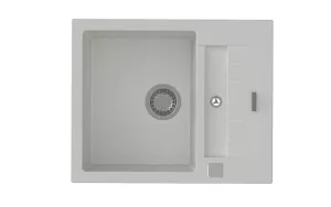 StrongSinks S3 Dřez granit Vardar 615 615x500mm s odkapem a vaničkou bílá