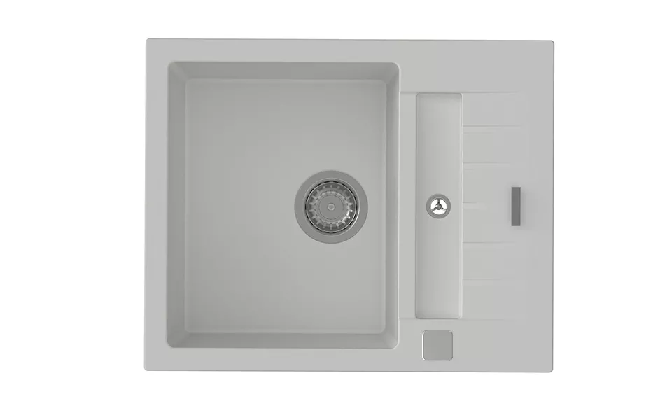 StrongSinks S3 Dřez granit Vardar 615 615x500mm s odkapem a vaničkou bílá Strong