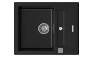 StrongSinks S3 Dřez granit Vardar 615 615x500mm s odkapem a vaničkou černá
