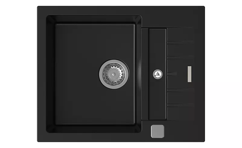 StrongSinks S3 Dřez granit Vardar 615 615x500mm s odkapem a vaničkou černá