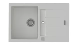 StrongSinks S3 Dřez granit Vardar 780 780x500mm s odkapem a vaničkou bílá