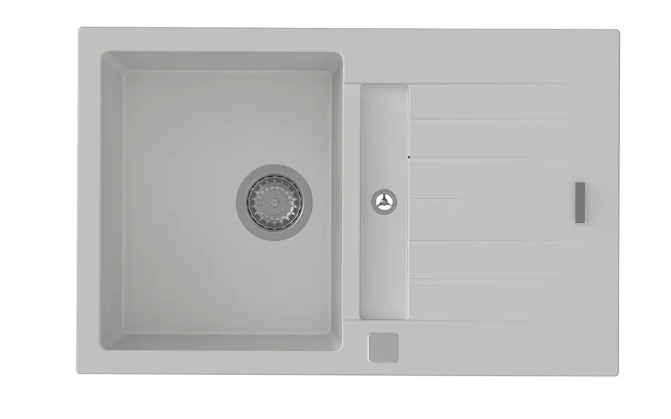StrongSinks S3 Dřez granit Vardar 780 780x500mm s odkapem a vaničkou bílá Strong