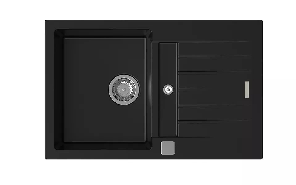 StrongSinks S3 Dřez granit Vardar 780 780x500mm s odkapem a vaničkou černá