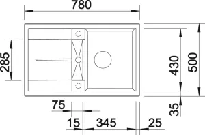 BLANCO 513194 Dřez Metra 45 S bez excentru Silgranit PuraDur antracit Blanco