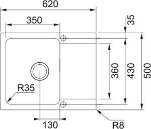 FRANKE Dřez OID 611-62 620x500mm černá Franke