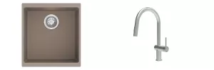 K-StrongSinks S3 Set dřez Hron 430x460mm granit béžová + Baterie // Strong