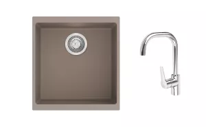 K-StrongSinks S3 Set dřez Hron 430x460mm granit béžová + Baterie // Strong