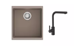 K-StrongSinks S3 Set dřez Hron 430x460mm granit béžová + Baterie // Strong