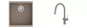 K-StrongSinks S3 Set dřez Hron 430x460mm granit béžová + Baterie // Strong