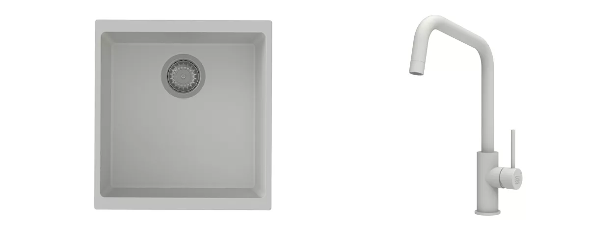 K-StrongSinks S3 Set dřez Hron 430x460mm granit bílá + Baterie //
