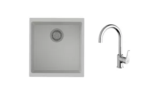K-StrongSinks S3 Set dřez Hron 430x460mm granit bílá + Baterie //