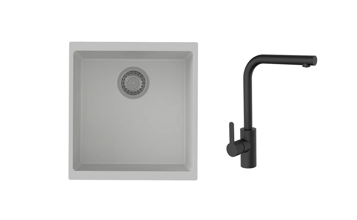 K-StrongSinks S3 Set dřez Hron 430x460mm granit bílá + Baterie // - Baterie Ipoly černá