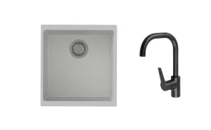 K-StrongSinks S3 Set dřez Hron 430x460mm granit bílá + Baterie //