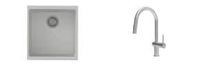 K-StrongSinks S3 Set dřez Hron 430x460mm granit bílá + Baterie //