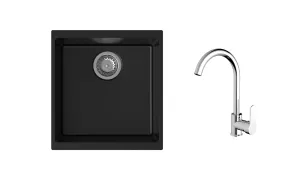 K-StrongSinks S3 Set dřez Hron 430x460mm granit černá + Baterie // Strong