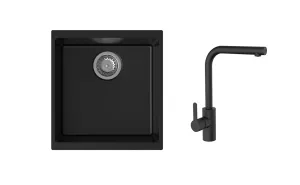 K-StrongSinks S3 Set dřez Hron 430x460mm granit černá + Baterie // Strong