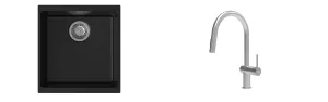 K-StrongSinks S3 Set dřez Hron 430x460mm granit černá + Baterie // Strong