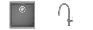 K-StrongSinks S3 Set dřez Hron 430x460mm granit šedá + Baterie // Strong